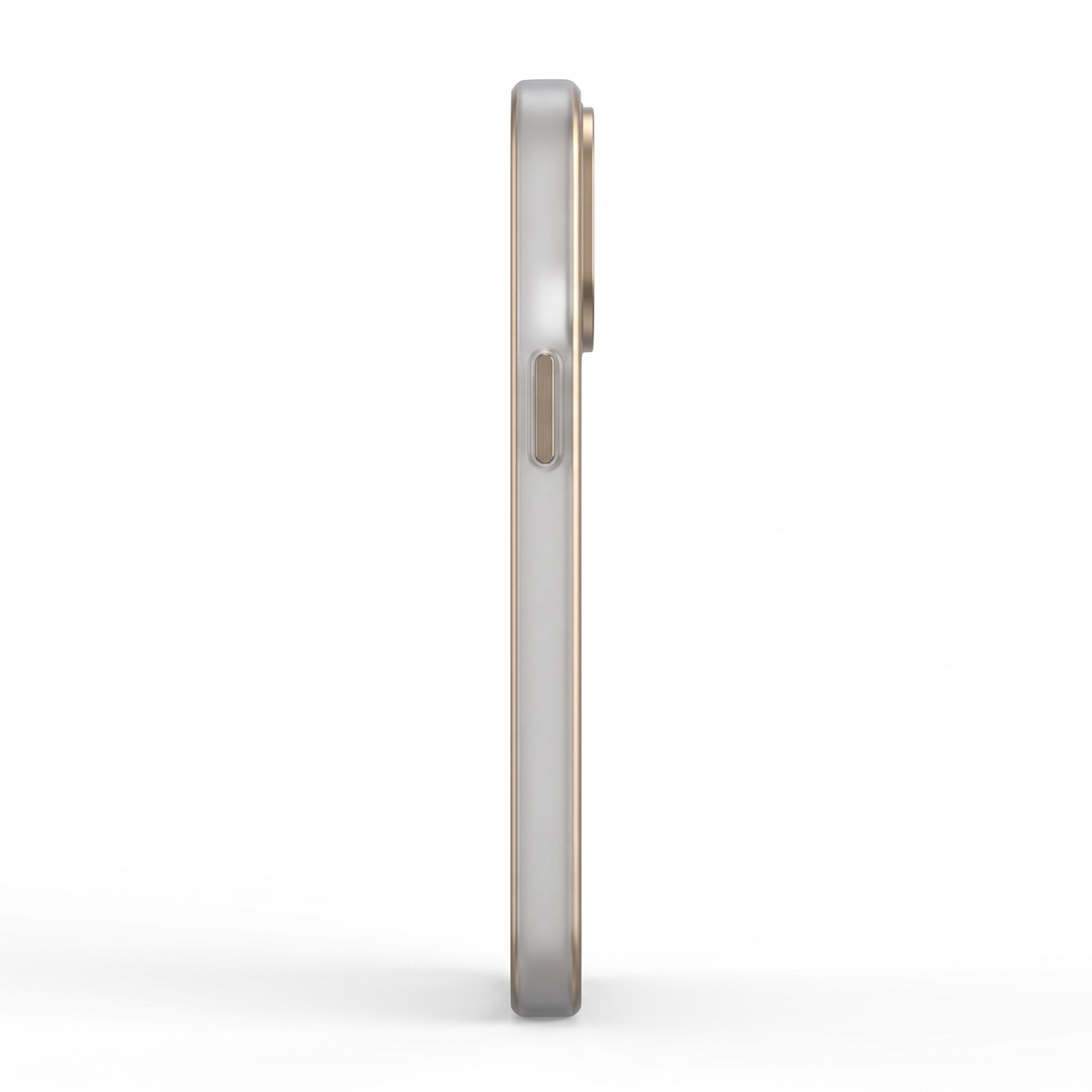 Frosted magnetic case, side profile with gold-tone band