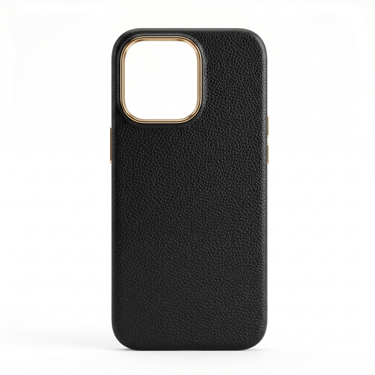 Pebbled black case, back view