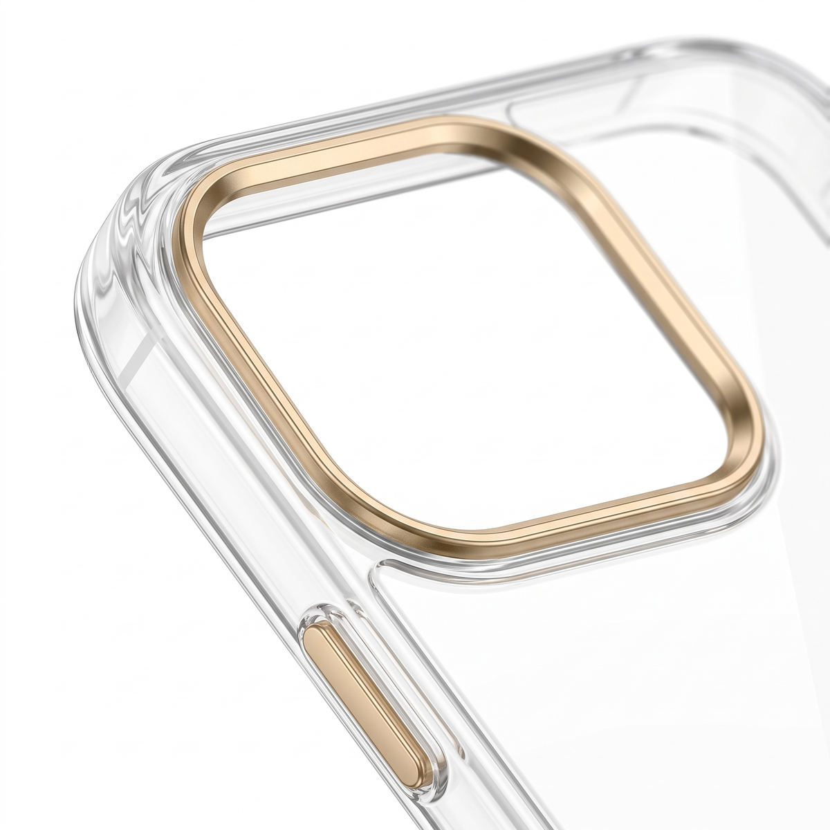 Close-up of the gold-tone camera border